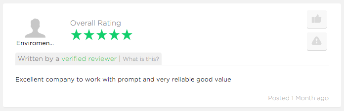 Customer review by Environmental client